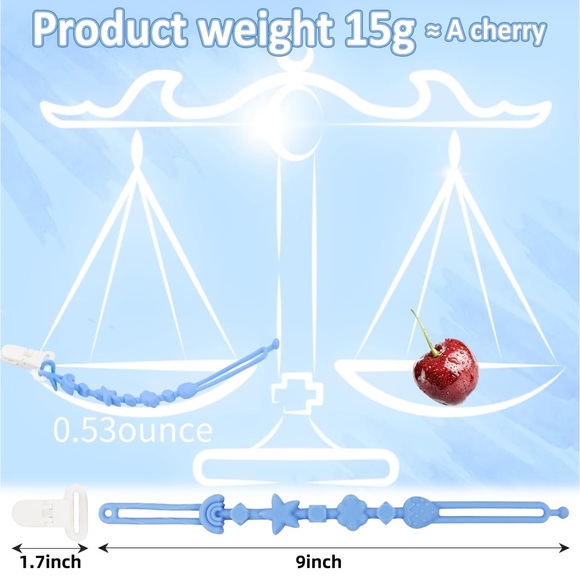 Silicone Pacifier Clip Holder with One Piece Design, Pack of 2 (Pink+Apricot) - Picture 4 of 13